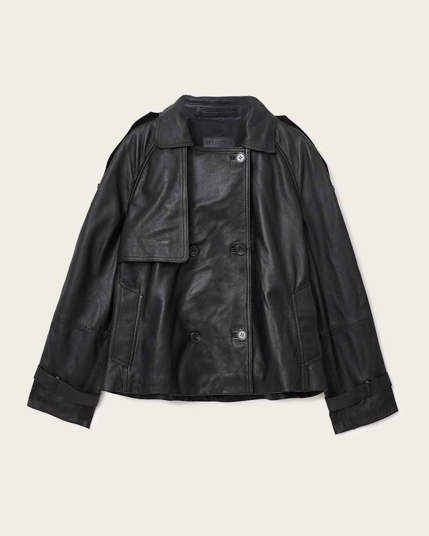 AllSaints Reed Cropped Leather Trench Women's Bitter Brown Women's