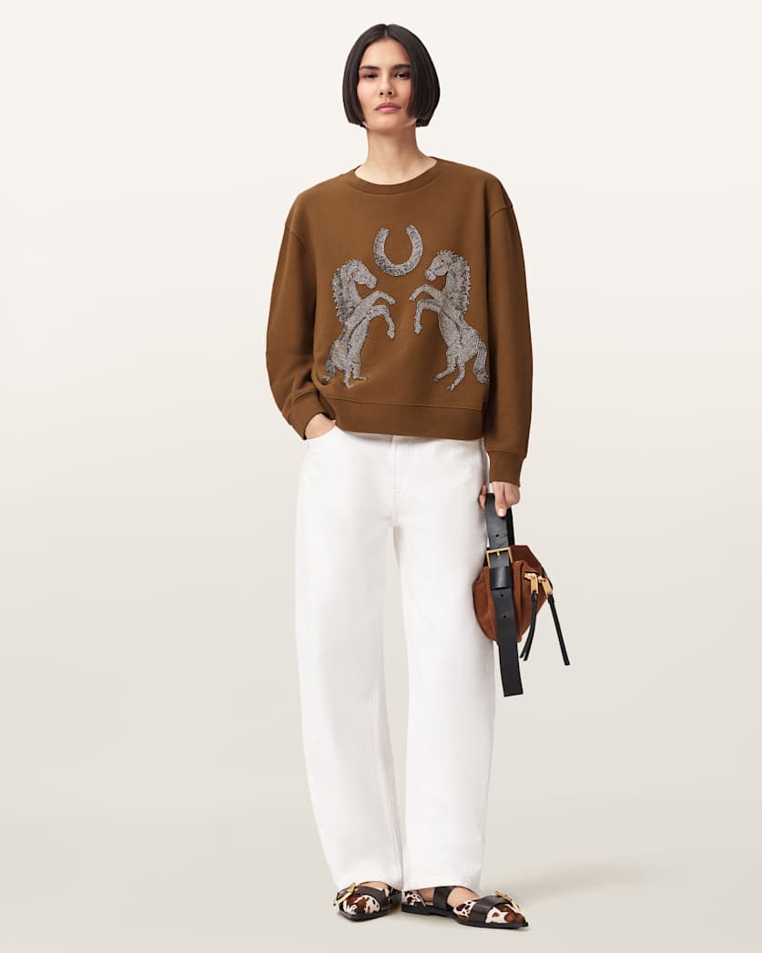 AllSaints Luck Embellished Pippa Sweatshirt Women's Optic White Women's
