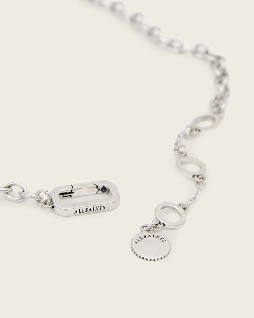 AllSaints Lia Large Heart Necklace Women's Warm Silver Women's