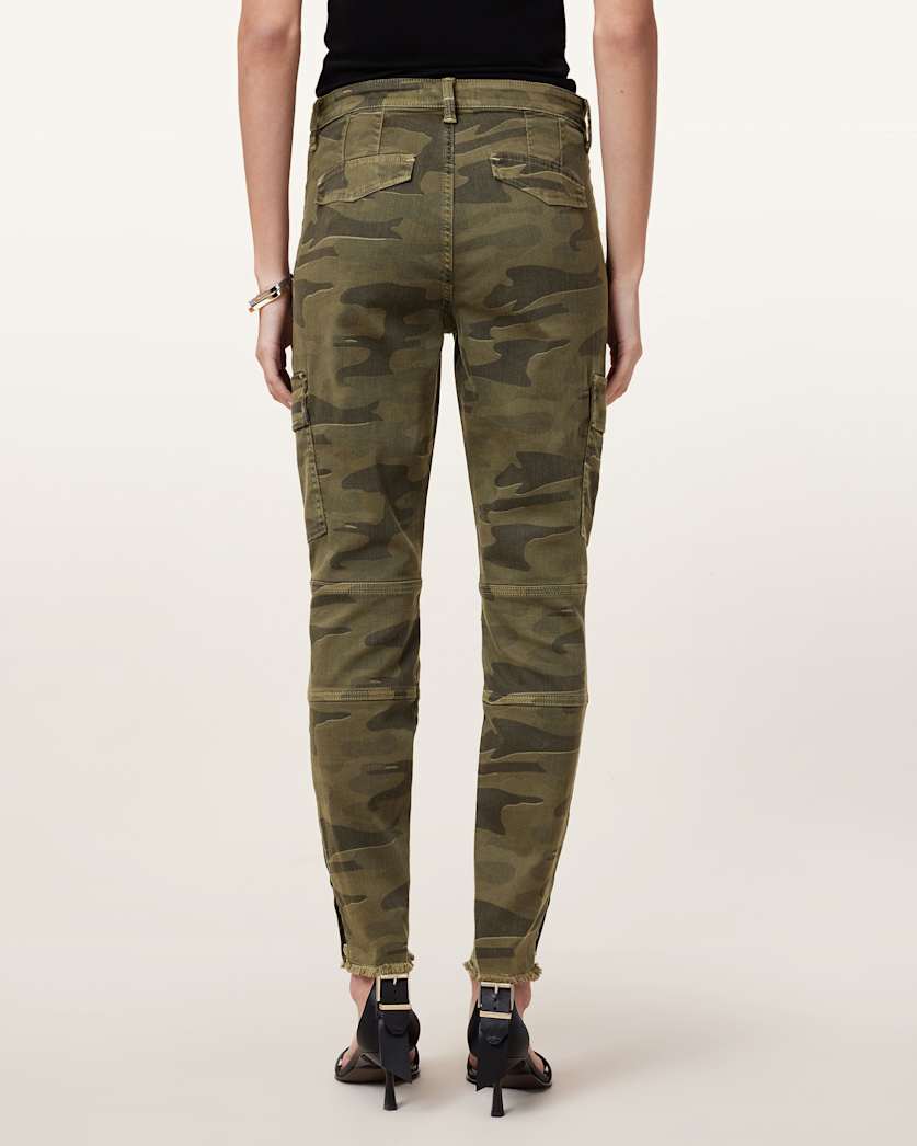 AllSaints Duran Skinny Camouflage Cargo Jeans Women's Camo Green Women's
