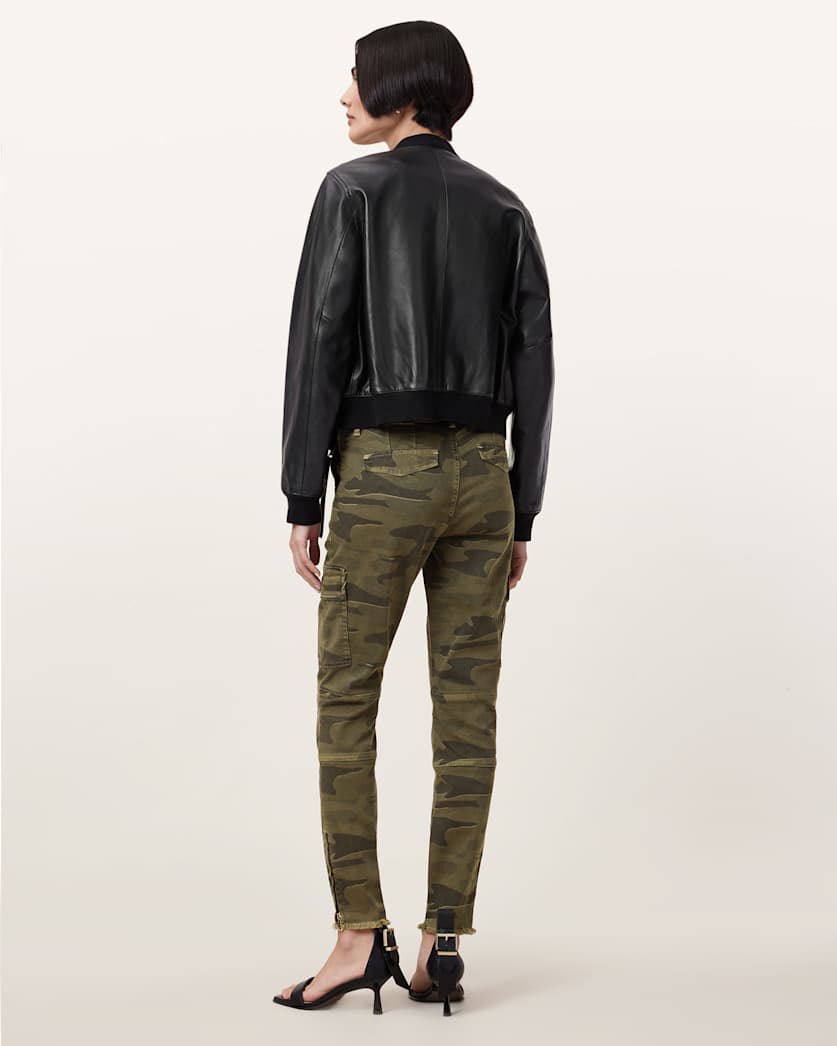 AllSaints Duran Skinny Camouflage Cargo Jeans Women's Camo Green Women's