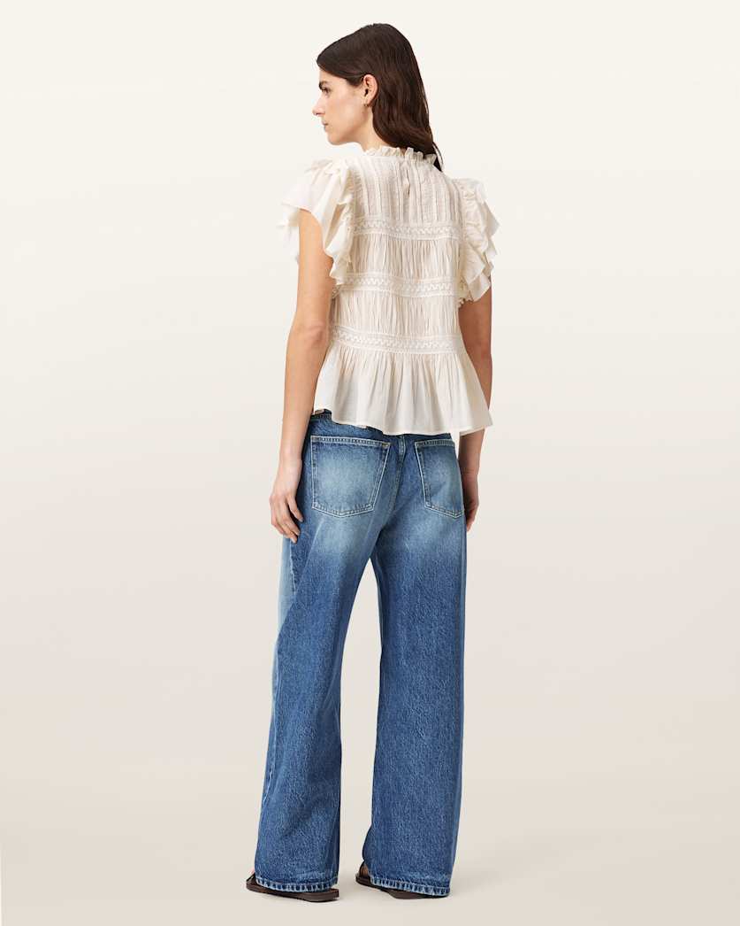 AllSaints Aki Wide Leg Crossover Jeans Women's Vintage Indigo Women's