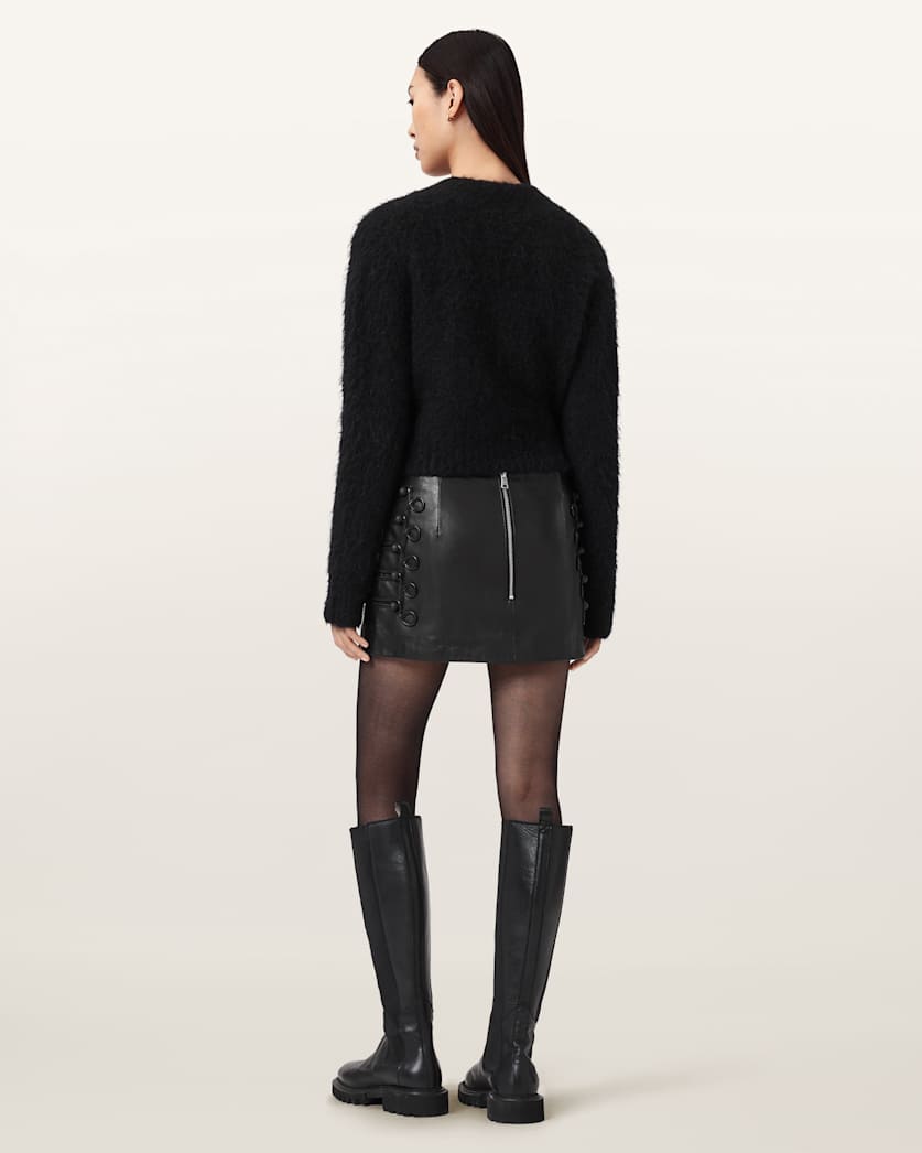 AllSaints Rummy Leather Mini Skirt Women's Black Women's