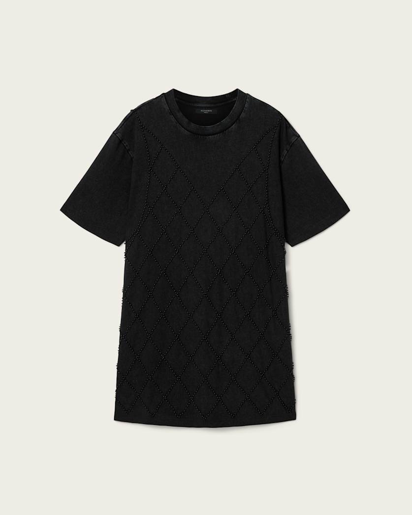 AllSaints Darcey Relaxed Fit Mini T Shirt Dress Women's Washed Black Women's