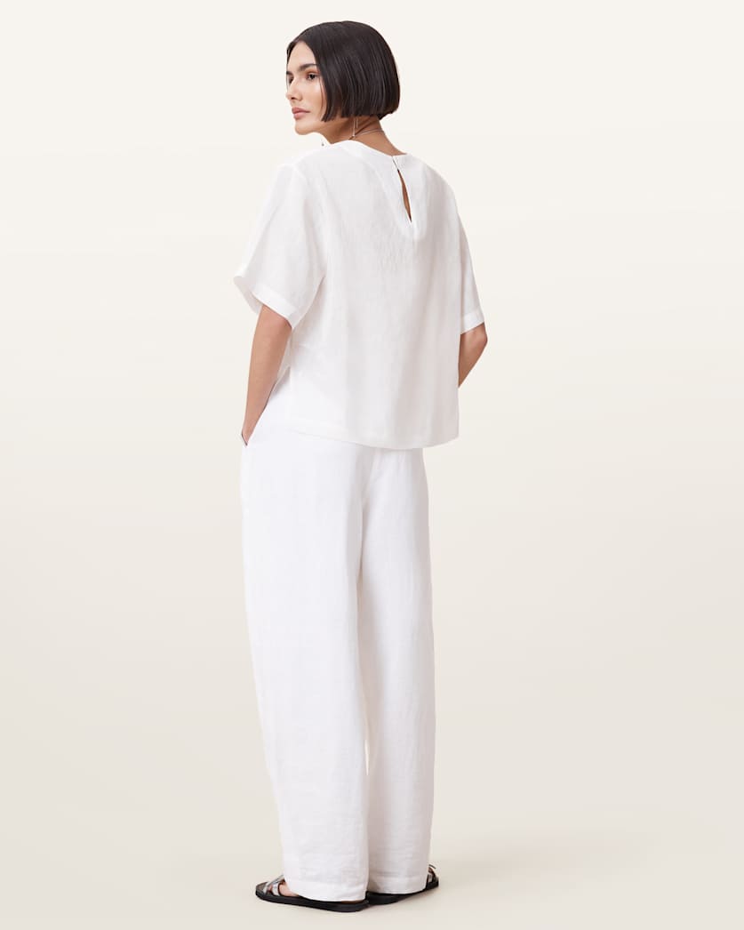 AllSaints Becca Linen Barrel Leg Pants Women's Antique White Women's