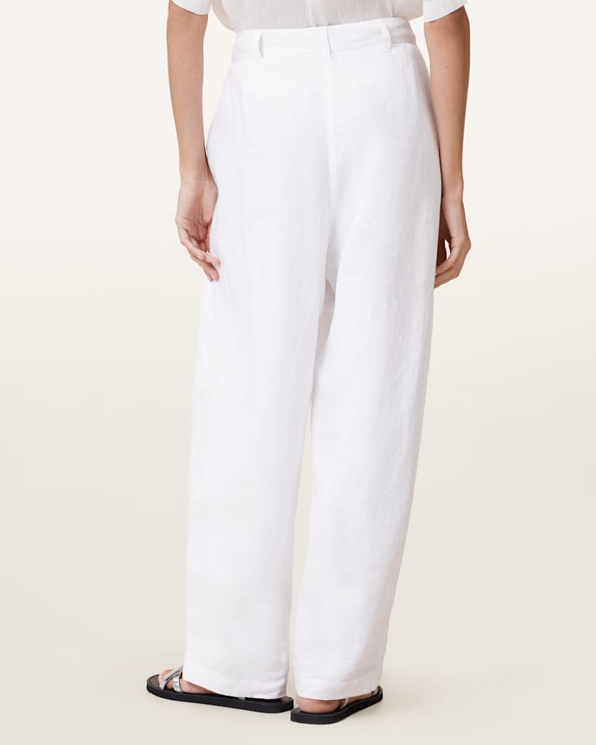 AllSaints Becca Linen Barrel Leg Pants Women's Antique White Women's