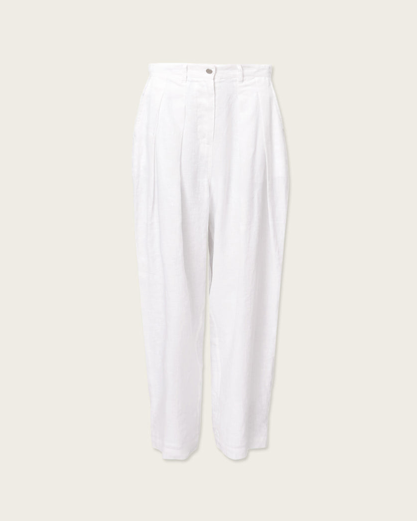 AllSaints Becca Linen Barrel Leg Pants Women's Antique White Women's