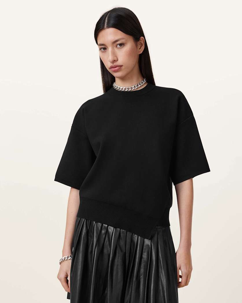 AllSaints Remi Knitted Tee Women's Black Women's