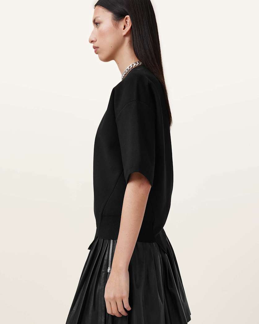 AllSaints Remi Knitted Tee Women's Black Women's