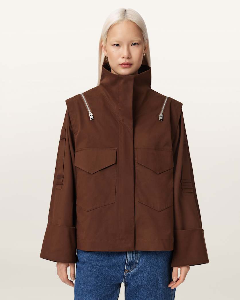 AllSaints Leighton Cotton Utility Jacket Women's Penny Brown Women's