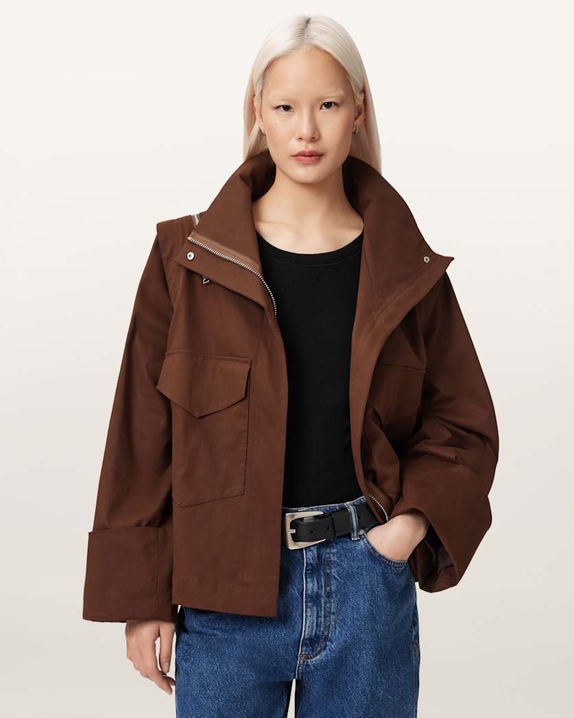AllSaints Leighton Cotton Utility Jacket Women's Penny Brown Women's