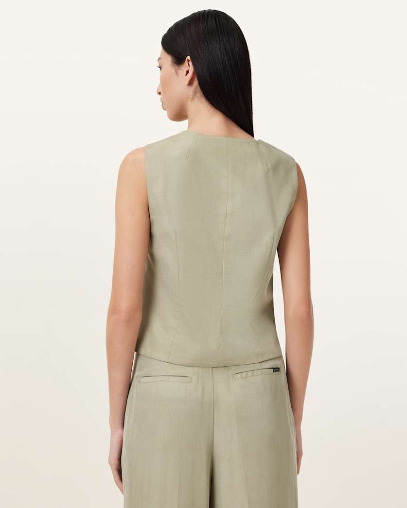 AllSaints Averie Tencel Relaxed Fit Vest Women's Sage Green Women's