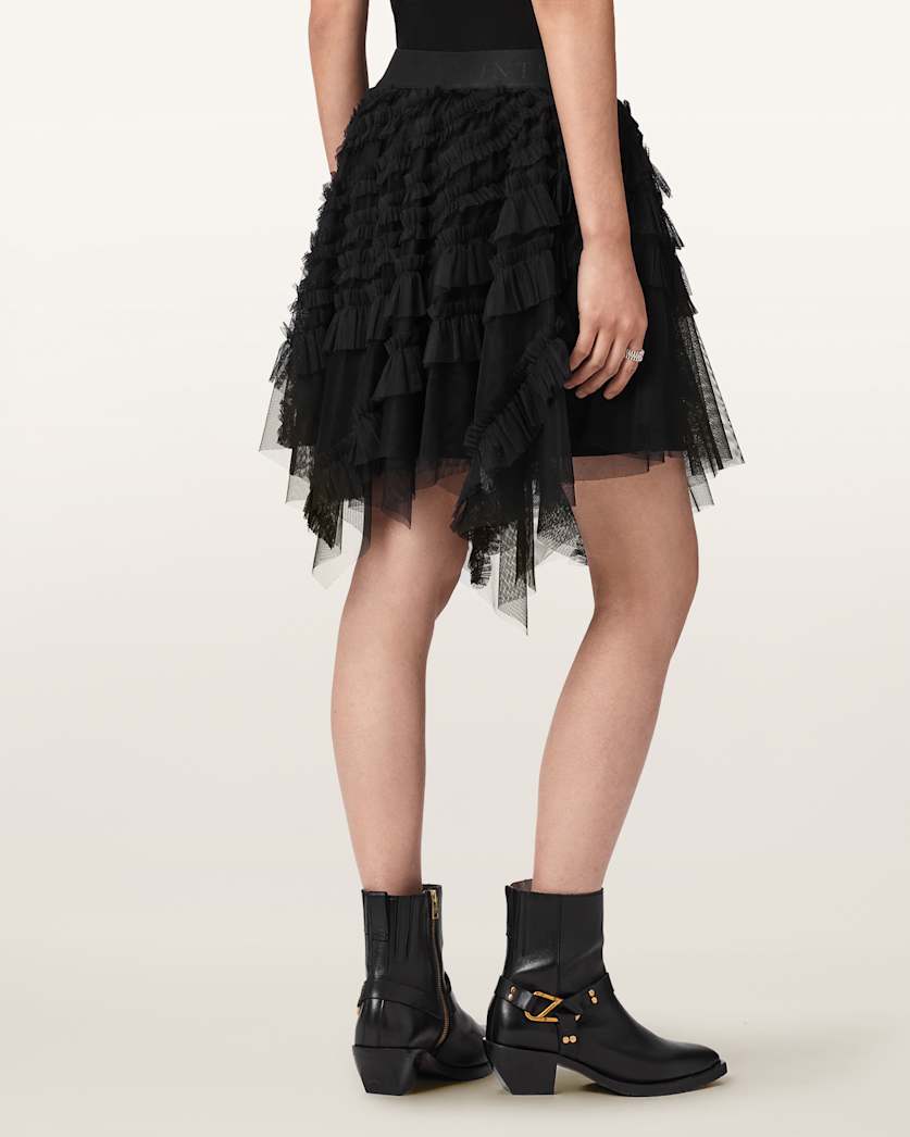 AllSaints Jayde Ruffled Tulle Mini Skirt Women's Blush Pink Women's