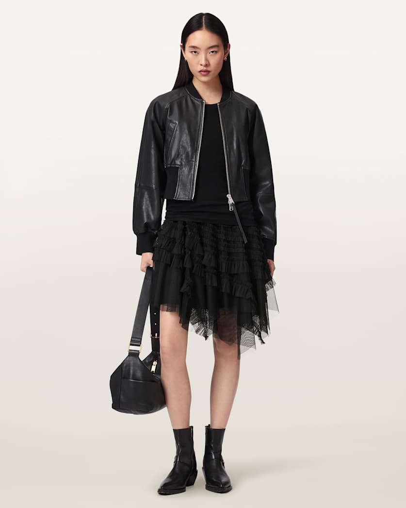 AllSaints Jayde Ruffled Tulle Mini Skirt Women's Blush Pink Women's
