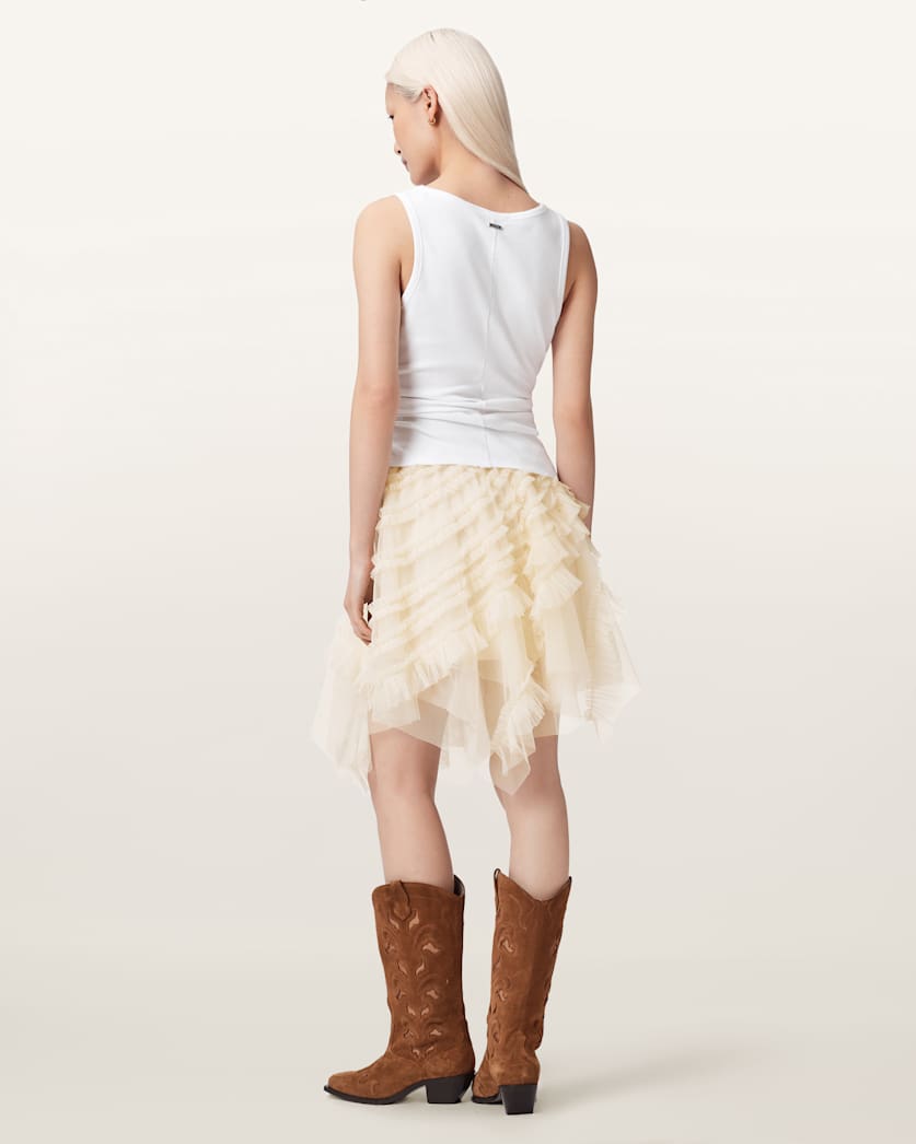 AllSaints Jayde Ruffled Tulle Mini Skirt Women's Blush Pink Women's