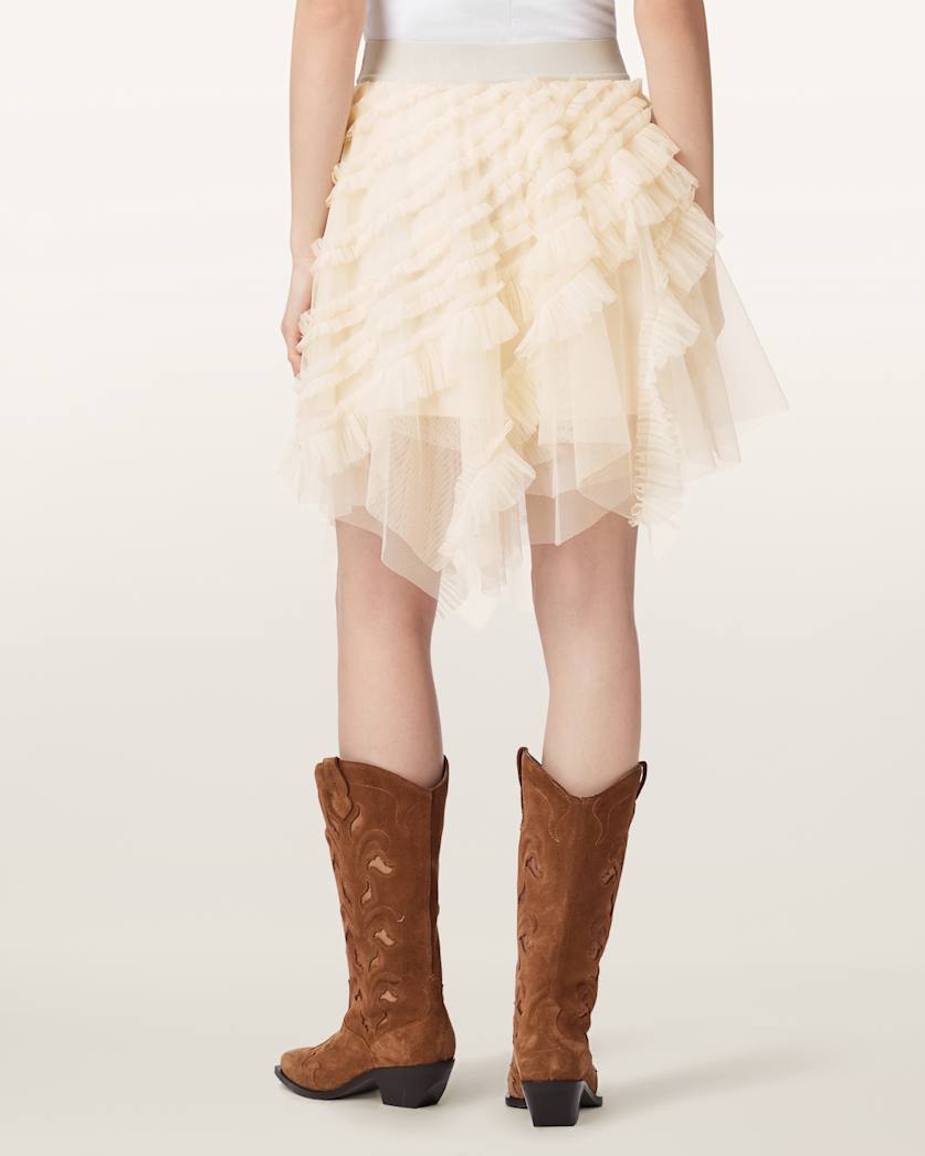 AllSaints Jayde Ruffled Tulle Mini Skirt Women's Blush Pink Women's
