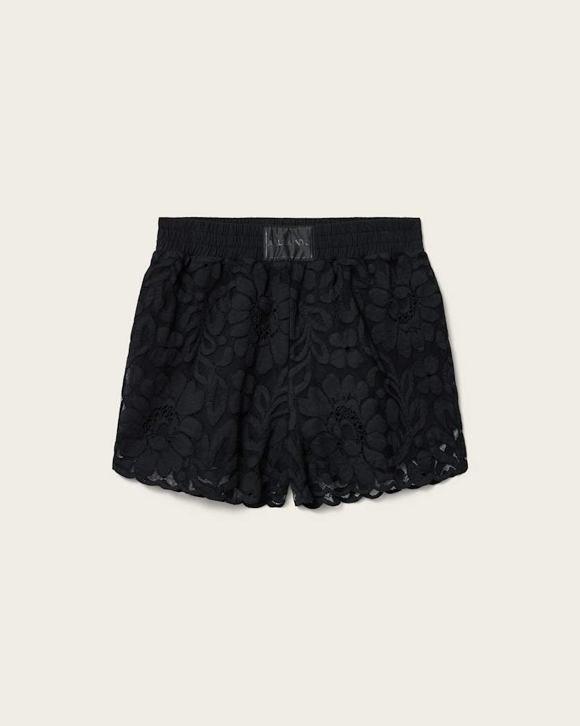 AllSaints Amelie Mid Rise Relaxed Lace Shorts Women's Black Women's