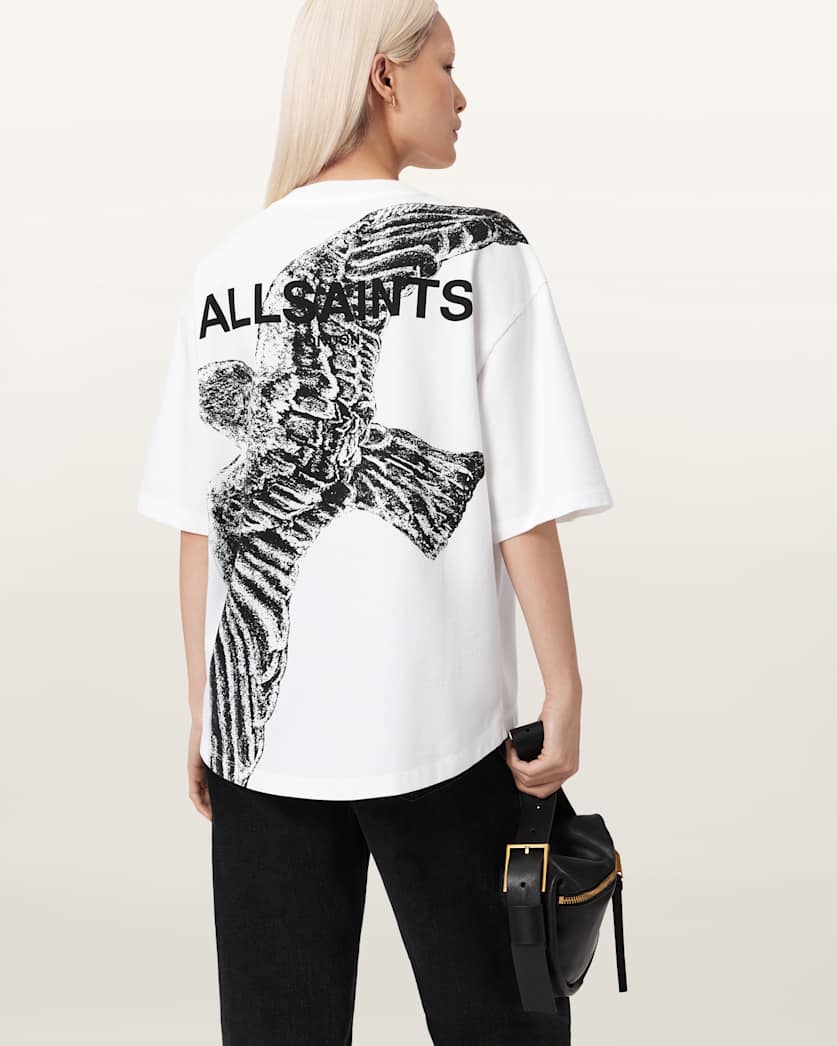AllSaints Swoop Amelie Oversized T Shirt Women's Optic White Women's