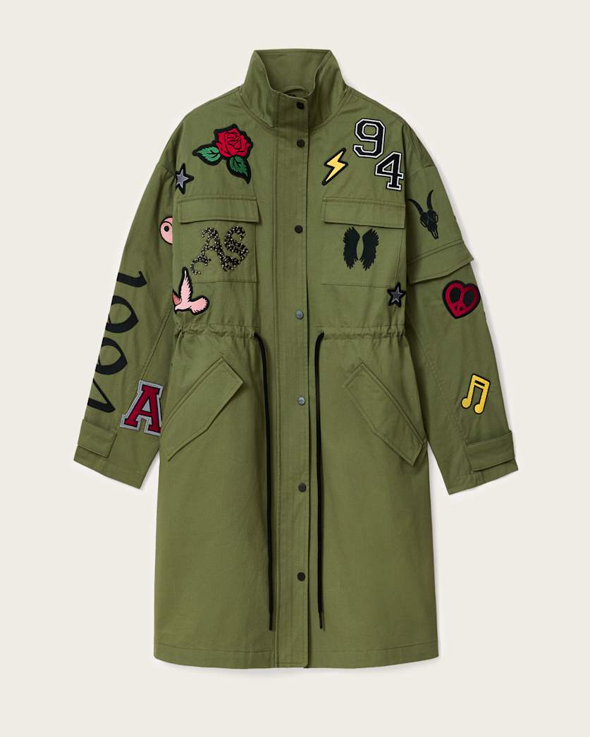 AllSaints Ariaa Parka Jacket Women's Khaki Green Women's