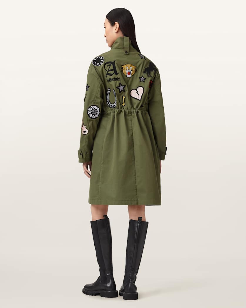 AllSaints Ariaa Parka Jacket Women's Khaki Green Women's