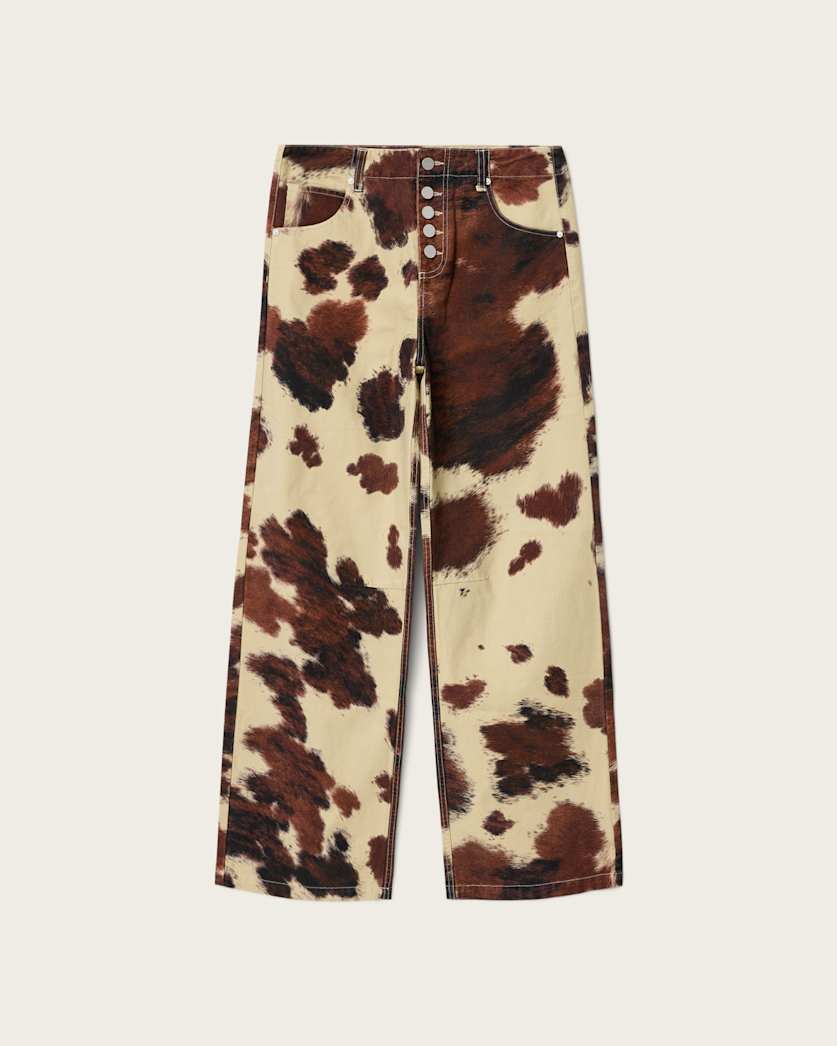 AllSaints Taya Cow Print Denim Jeans Women's Cow Print Women's