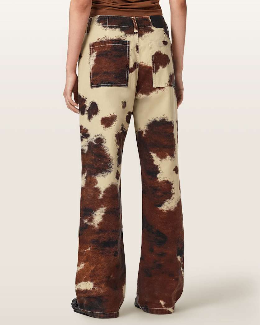 AllSaints Taya Cow Print Denim Jeans Women's Cow Print Women's