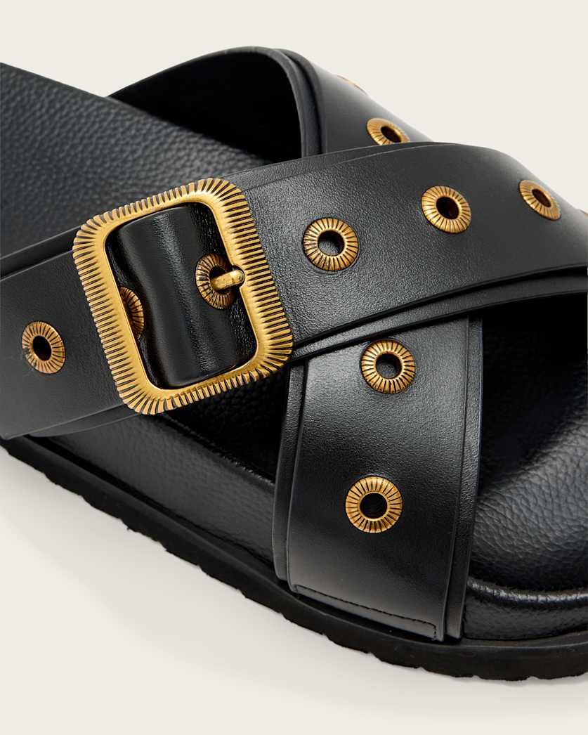 AllSaints Suki Western Leather Sandal Women's Black Women's