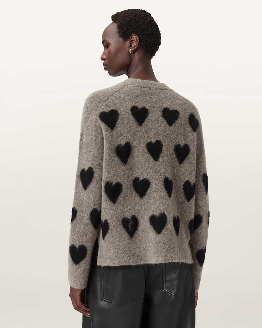 AllSaints Amora Jacquard Brushed Sweater Women's Walnut Brown/Black Women's