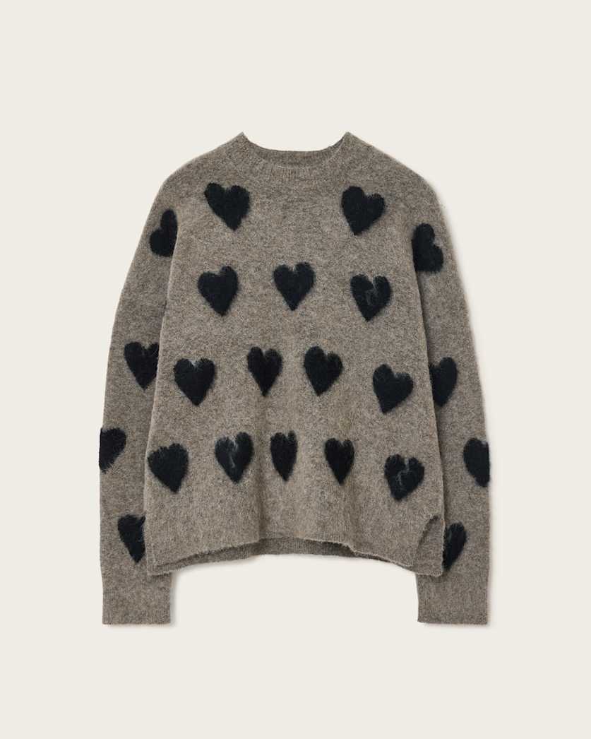 AllSaints Amora Jacquard Brushed Sweater Women's Walnut Brown/Black Women's