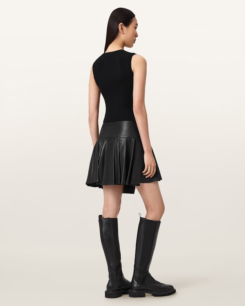 AllSaints Irina Leather Mini Skirt Women's Black Women's