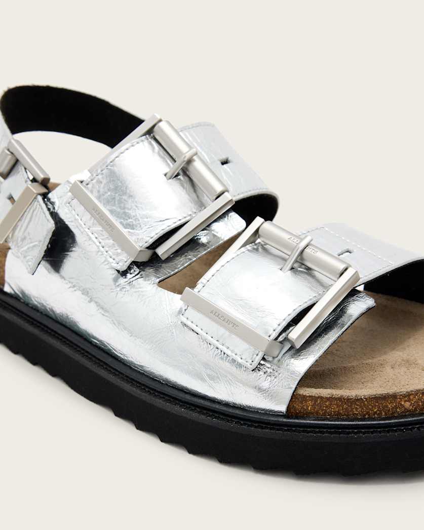 AllSaints Isla Leather Sandals Women's Silver Women's