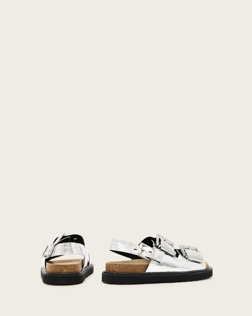 AllSaints Isla Leather Sandals Women's Silver Women's