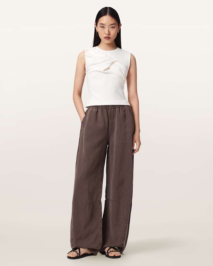 AllSaints Nella Slim Fit Sleeveless Tank Top Women's Fossil White Women's