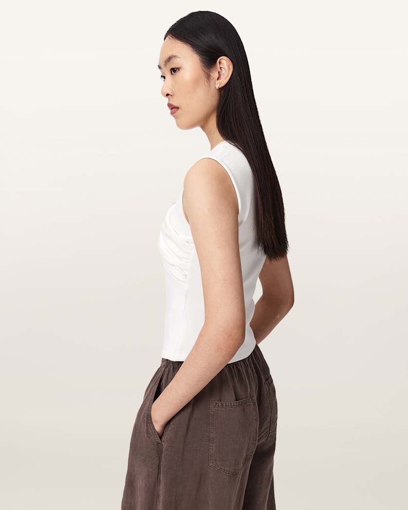 AllSaints Nella Slim Fit Sleeveless Tank Top Women's Fossil White Women's