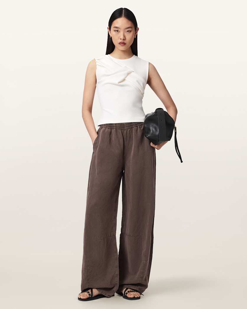 AllSaints Nella Slim Fit Sleeveless Tank Top Women's Fossil White Women's