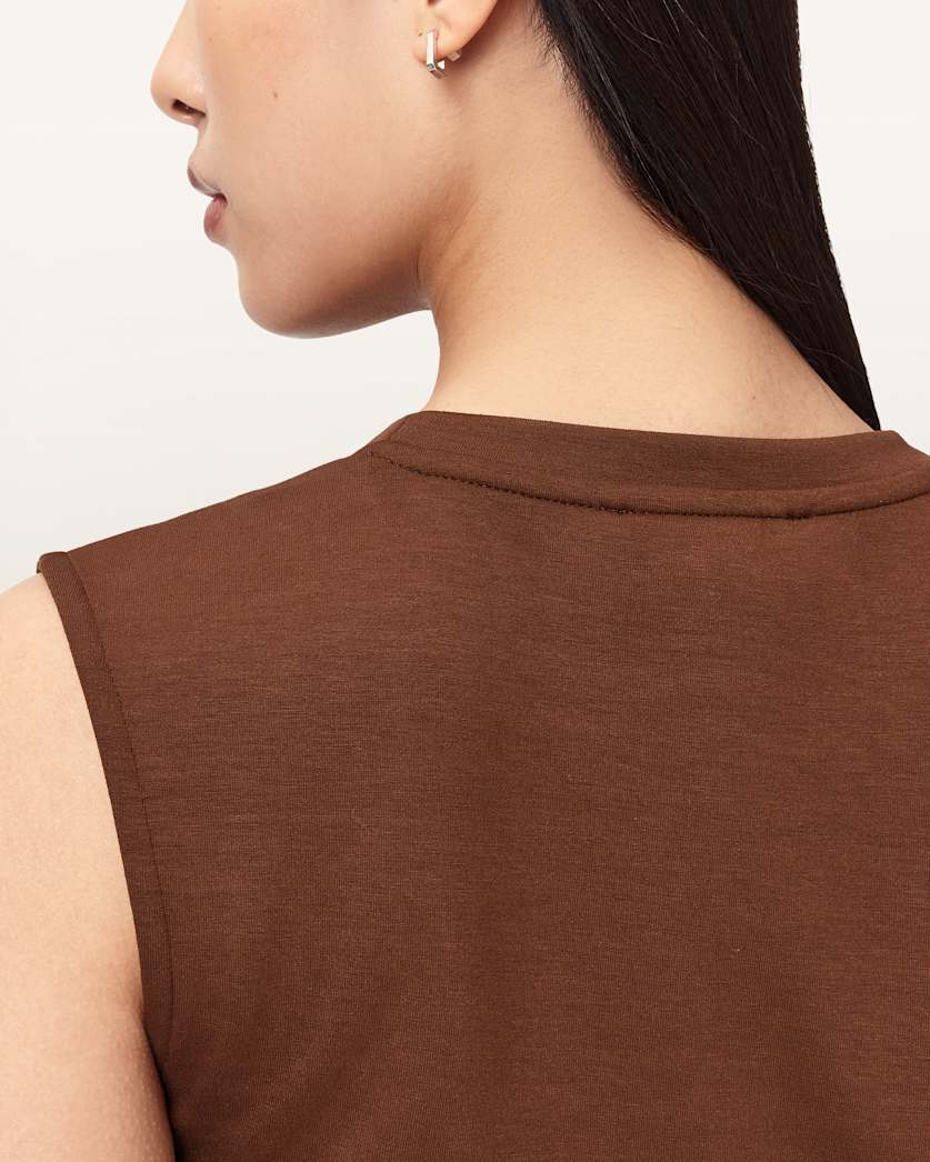 AllSaints Nella Slim Fit Sleeveless Tank Top Women's Fossil White Women's