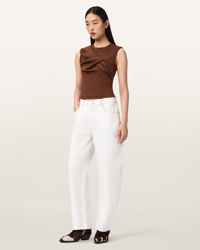 AllSaints Nella Slim Fit Sleeveless Tank Top Women's Fossil White Women's