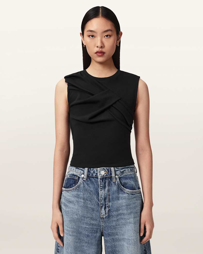 AllSaints Nella Slim Fit Sleeveless Tank Top Women's Fossil White Women's
