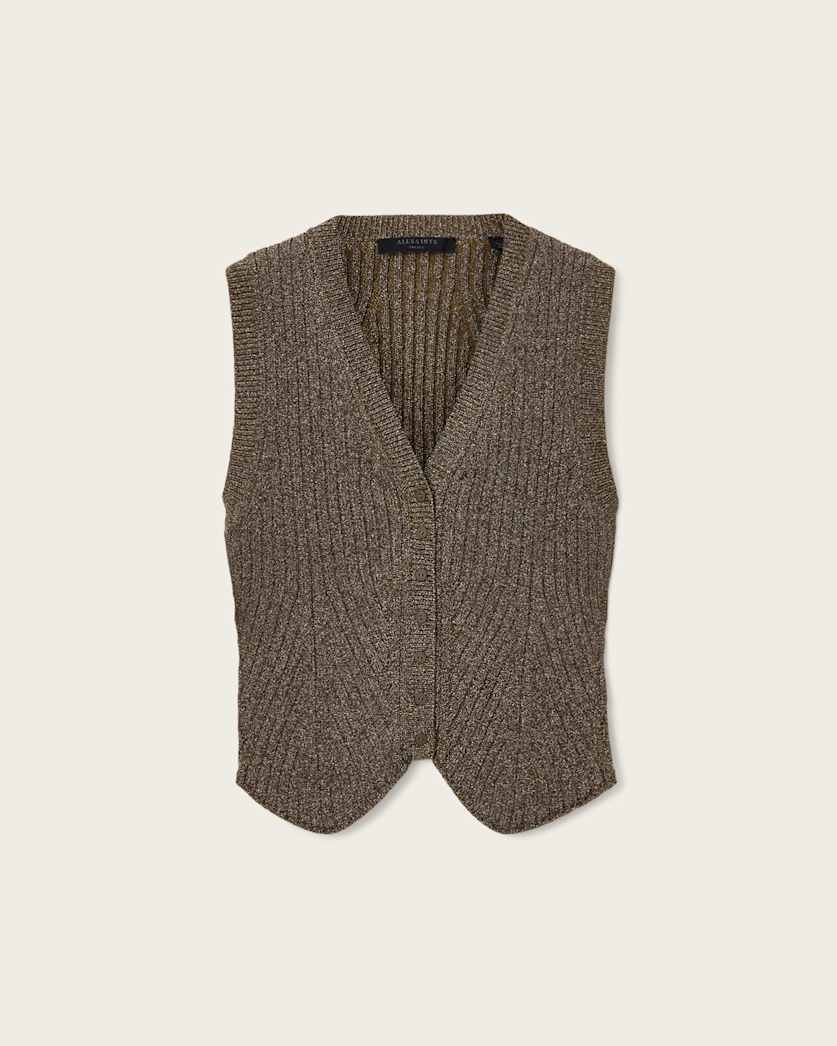 AllSaints Cruz Shine Slim Fit Vest Women's Bronze Brown Women's