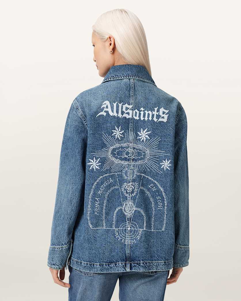 AllSaints Bex Oversized Denim Jacket Women's Mid Indigo Women's