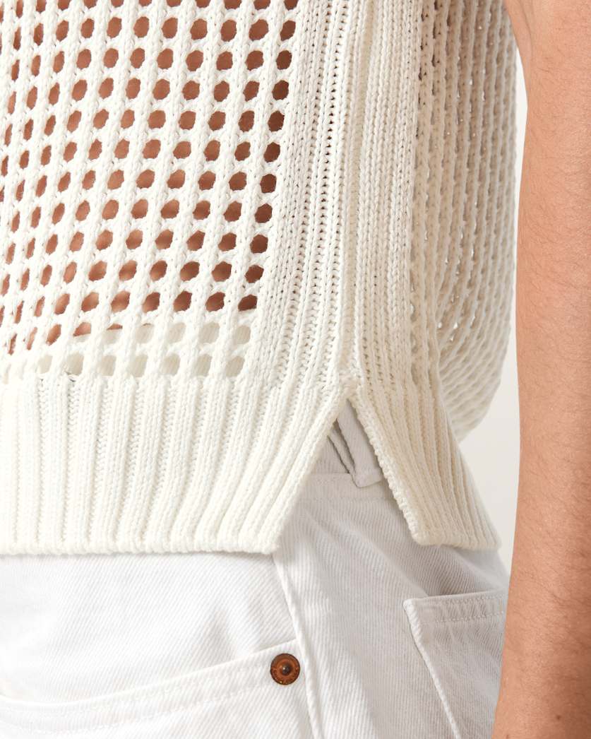 AllSaints Paloma Open Knit T Shirt Women's Chalk White Women's