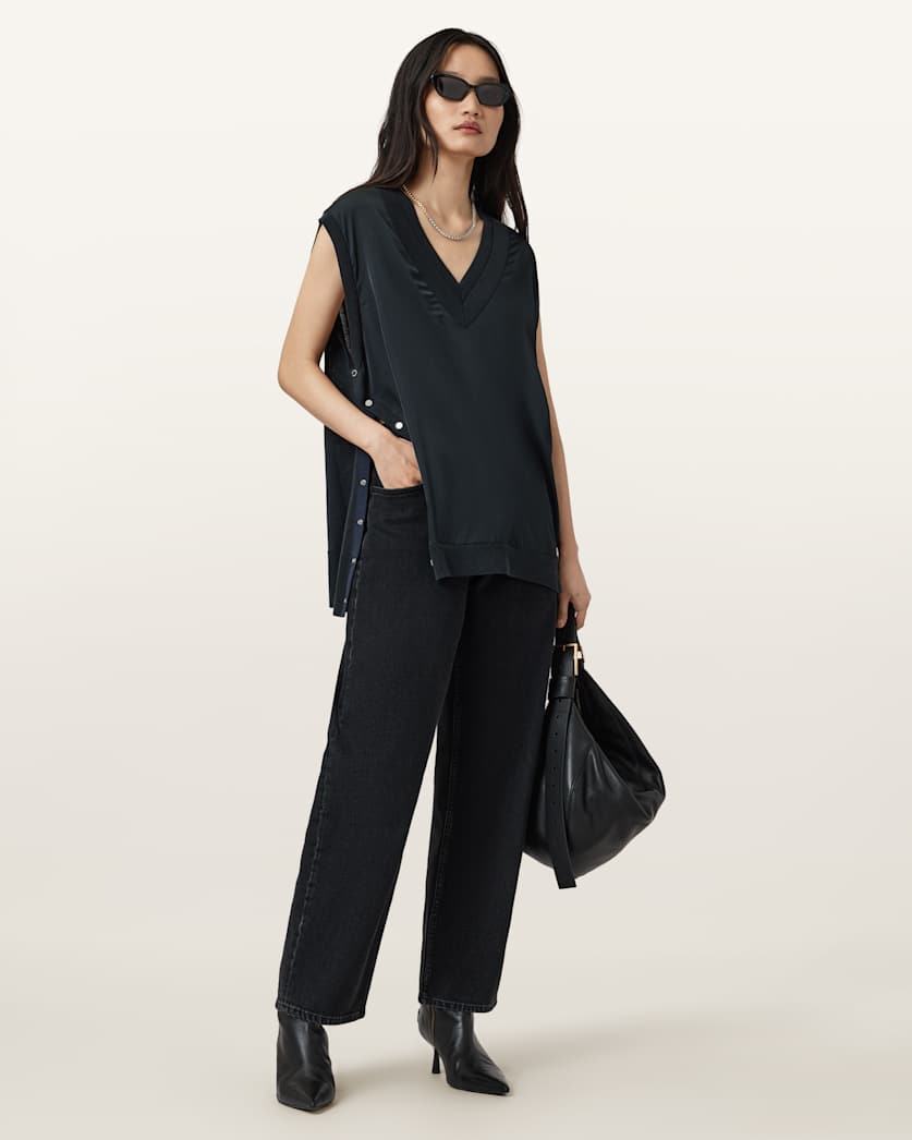 AllSaints Bern Studded Wool Tank Women's Collegiate Blue Women's