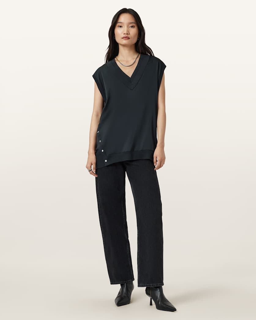 AllSaints Bern Studded Wool Tank Women's Collegiate Blue Women's