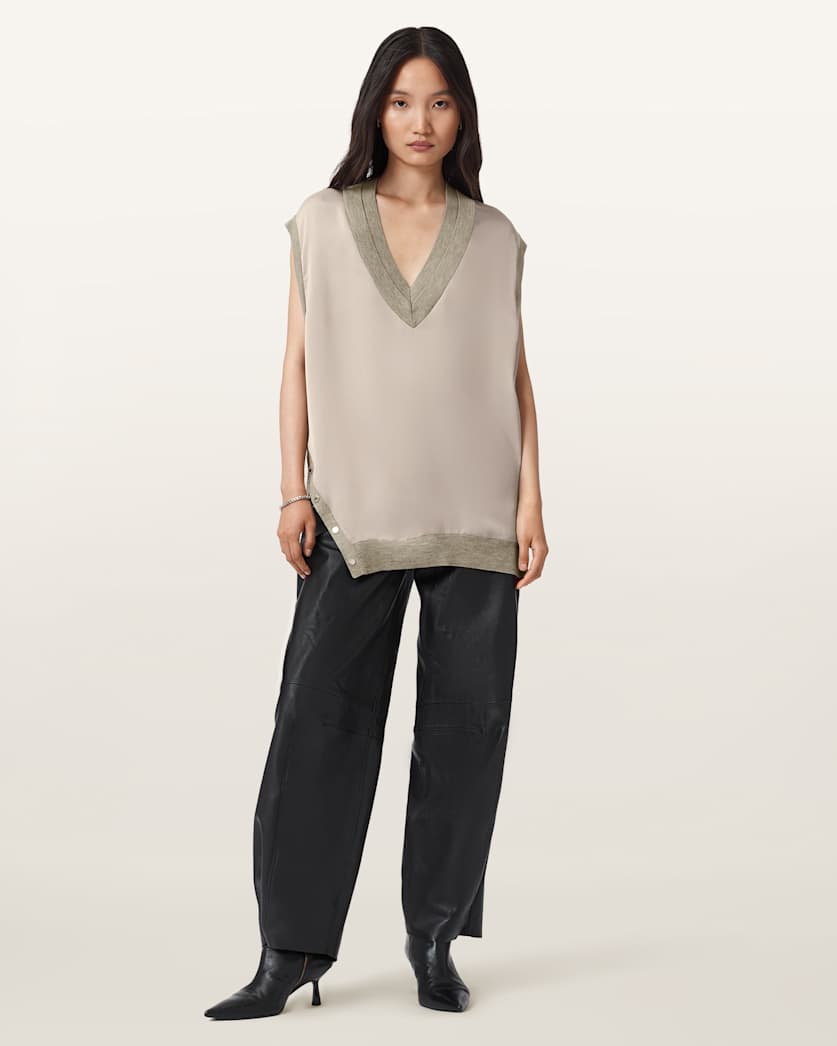 AllSaints Bern Studded Wool Tank Women's Collegiate Blue Women's