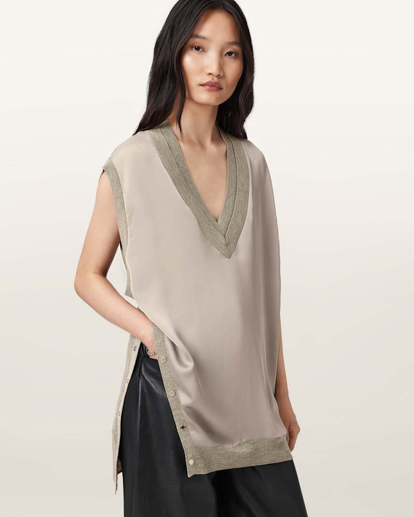 AllSaints Bern Studded Wool Tank Women's Collegiate Blue Women's