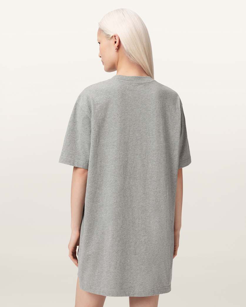 AllSaints Chains Embellished T Shirt Mini Dress Women's Grey Melange Women's