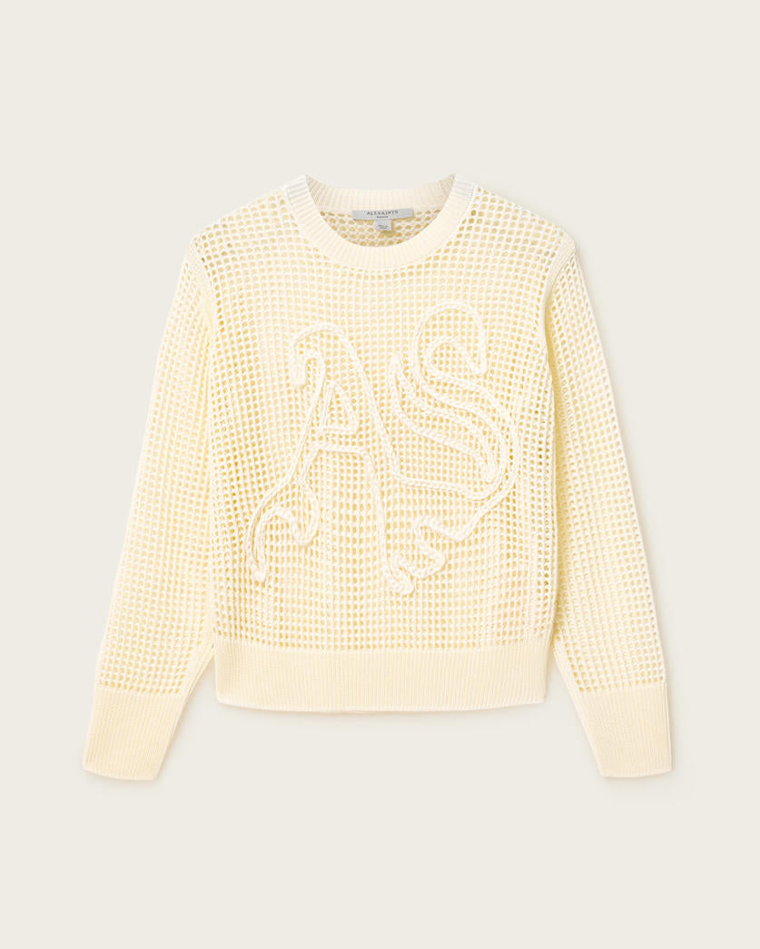 AllSaints Raelyn Relaxed Fit Open Stitch Sweater Women's Quarry Blue Women's