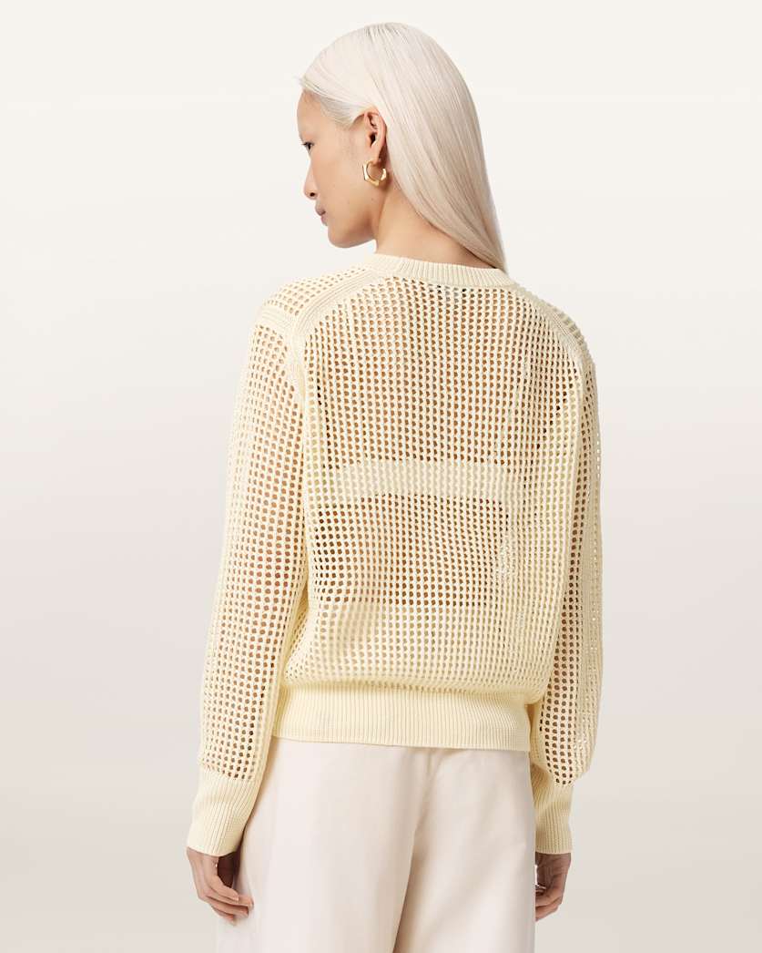 AllSaints Raelyn Relaxed Fit Open Stitch Sweater Women's Quarry Blue Women's