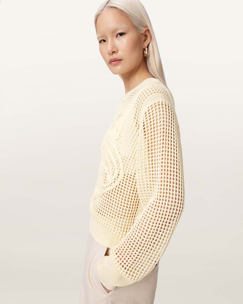 AllSaints Raelyn Relaxed Fit Open Stitch Sweater Women's Quarry Blue Women's