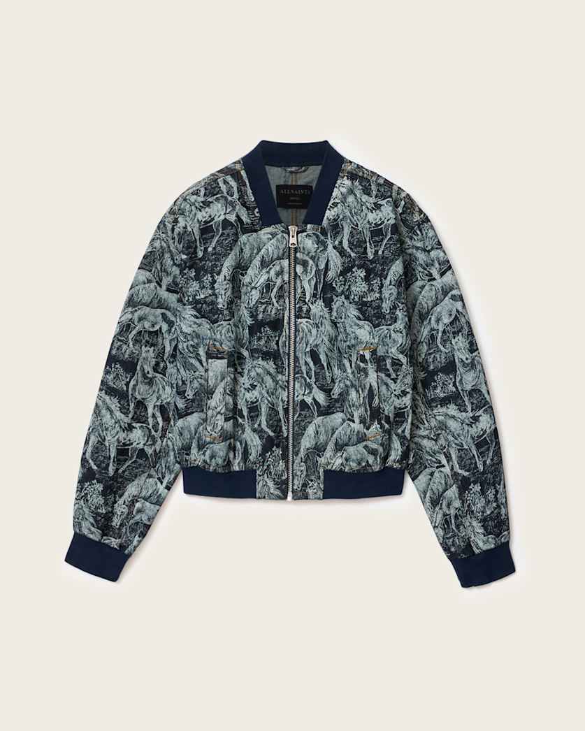 AllSaints Kaytra Printed Denim Bomber Women's Printed Indigo Women's